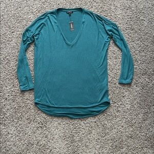 Express Teal V-Neck Shirt